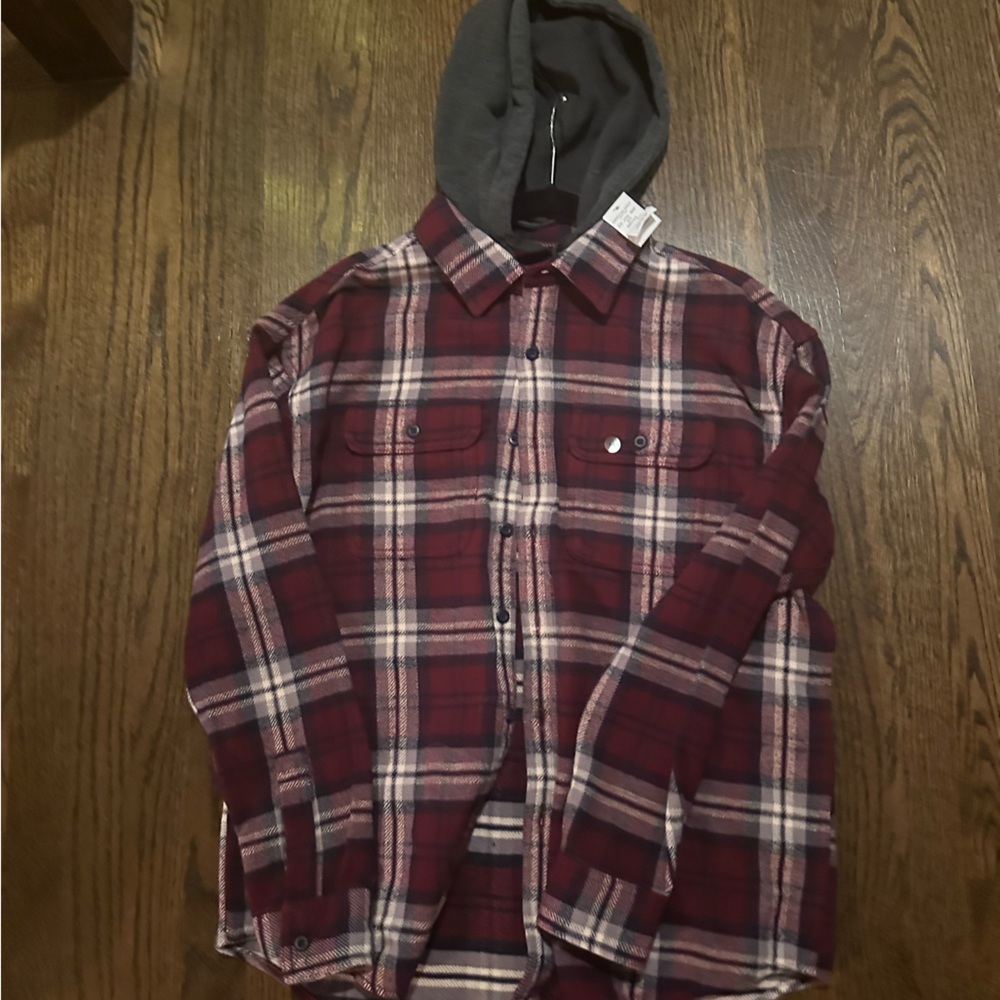 Men’s NEW American Eagle hooded flannel size M